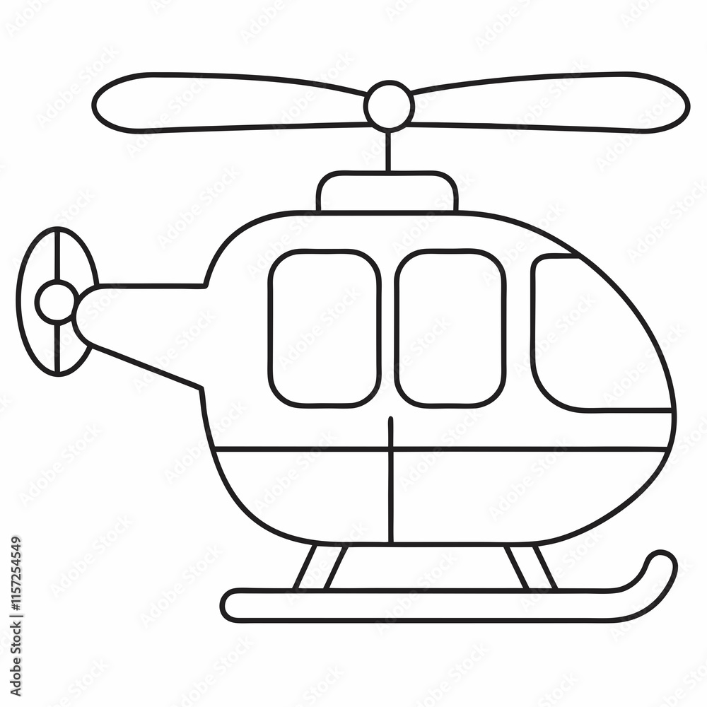 Clean Outline Helicopter Vector Illustration. Clean Outline Helicopter Vector Illustration.