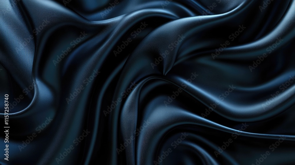 Luxurious Dark Satin Fabric Texture Flowing in Smooth Waves Luxurious Dark Satin Fabric Texture Flowing in Smooth Waves