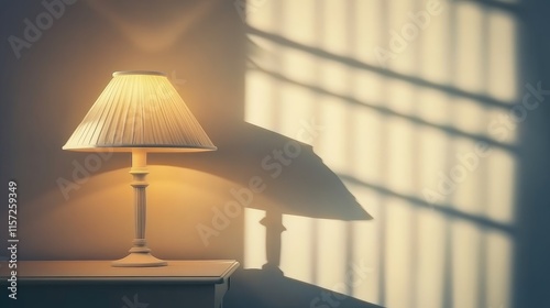 Wallpaper Mural Soft Glow of a Table Lamp Casting Shadows on a Wall Torontodigital.ca