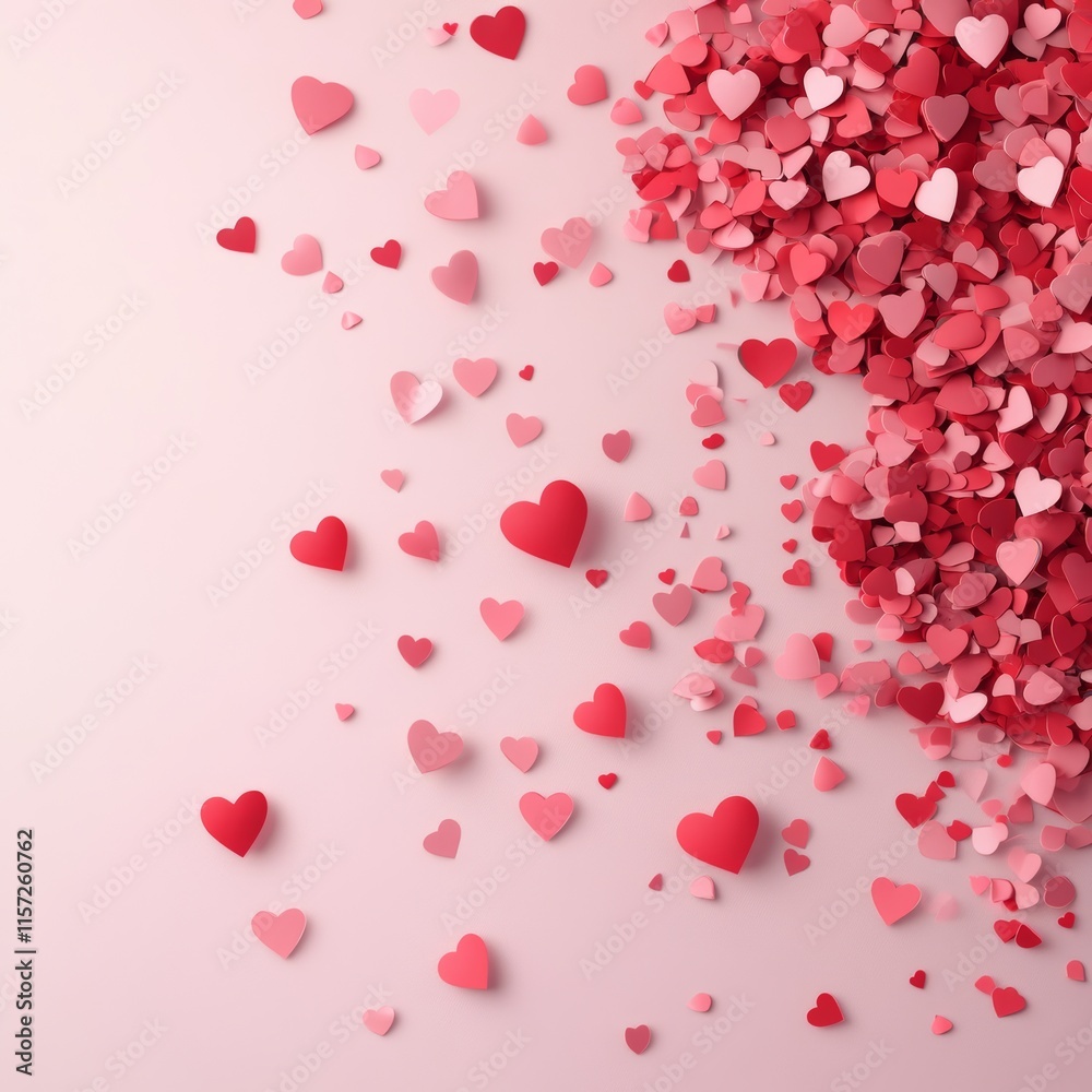 Decorative Heart Shaped Confetti Scattered on a Soft Pink Background Creates a Romantic and Festive Atmosphere Ideal for Celebrations and Events Decorative Heart Shaped Confetti Scattered on a Soft Pink Background Creates a Romantic and Festive Atmosphere Ideal for Celebrations and Events