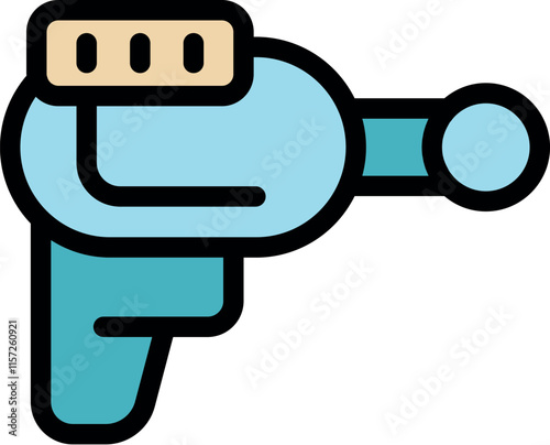 Cartoon illustration of a futuristic toy ray gun shooting energy beams, perfect for kids games and sci fi projects