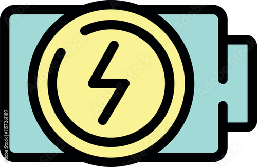 Battery icon showing charging status, representing energy, power, and electricity supply