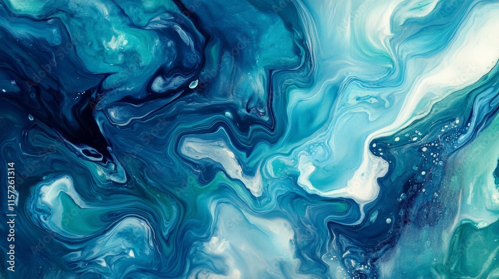 Obraz premium Blue green abstract background. Hand painted. Art background with copy space for design.