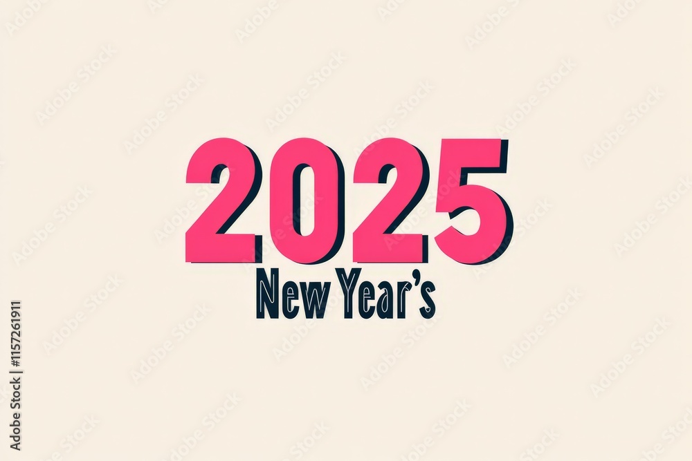 This image showcases a bold 2025 New Year's text design in a striking color palette combined with retro elements, projecting a unique and festive vibe. This image showcases a bold 2025 New Year's text design in a striking color palette combined with retro elements, projecting a unique and festive vibe.