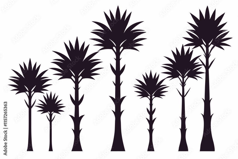 Fototapeta premium Pandanus Tree Silhouette Icon Set