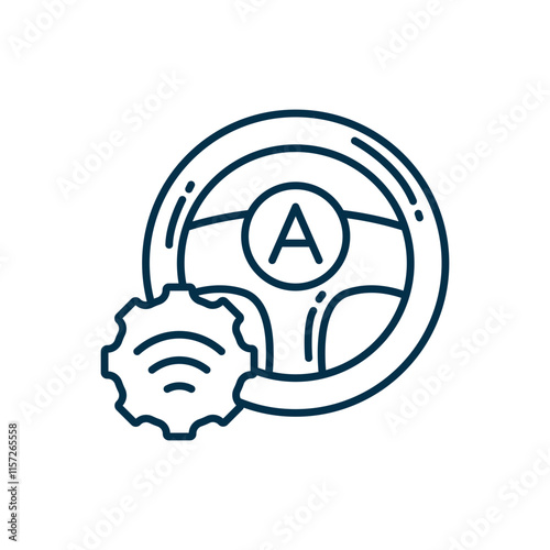 Autopilot Icon. Car Steering and Self-Driving Technology Symbol