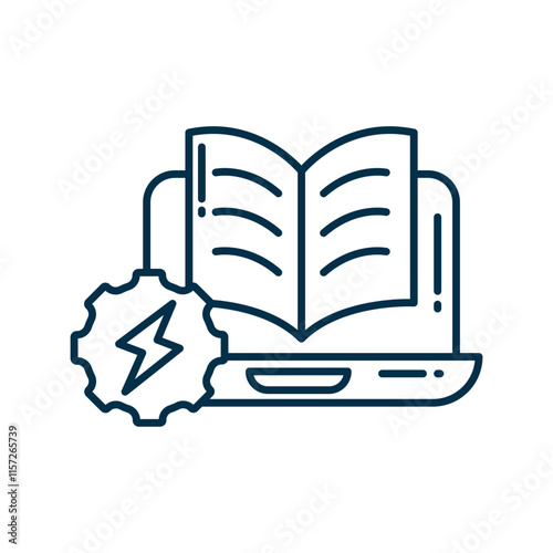Fast Learning Icon with Book and Lightning Bolt Symbol. Education, Knowledge, and Quick Study Design