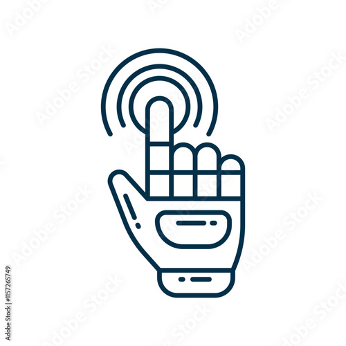 Robotic Arm with Touch Symbol Icon. Automation, Technology, and Industry 4.0 Design