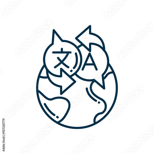 Globe and Translate Language Icon. International Communication and Multilingual Translation Symbol