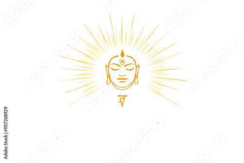 Golden Buddha Head with Sunburst Pattern v2
 photo