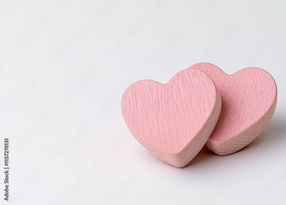 A wooden background adorned with two red hearts for Valentine's Day. A wooden background adorned with two red hearts for Valentine's Day.
