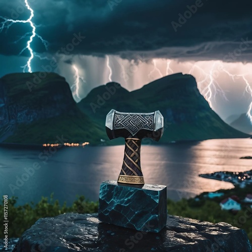 Mjolnir - the hammer of the Scandinavian god Thor photo