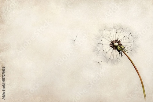 Digital art piece that features dandelion its seeds Elegant condolence card