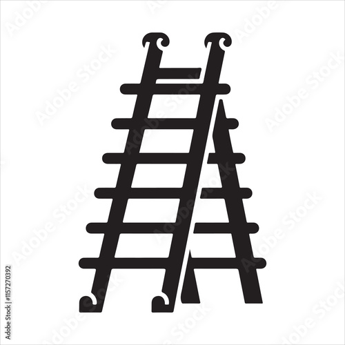 Ladder icon vector. Different types of stepladders vector. Silhouette of metal ladders. 