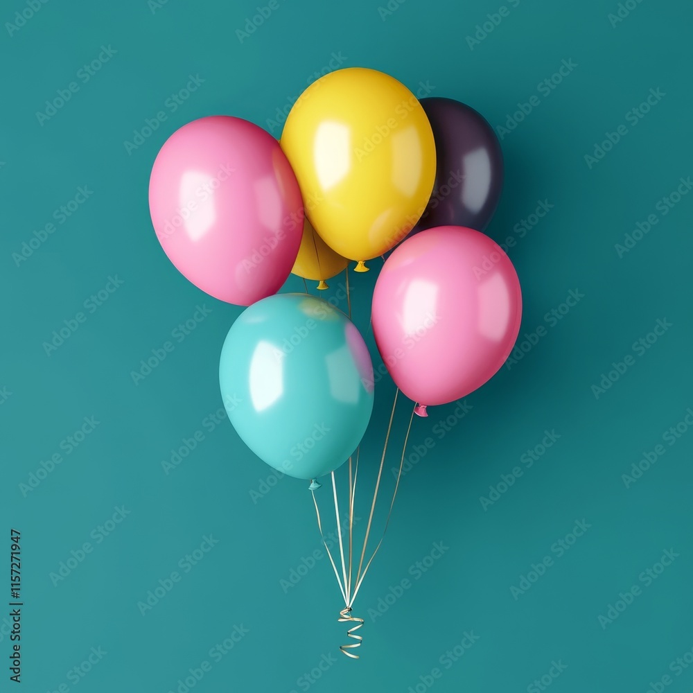 Colorful Balloons in Various Shades Floating Against a Teal Background Create a Festive Atmosphere for Celebrations and Parties Colorful Balloons in Various Shades Floating Against a Teal Background Create a Festive Atmosphere for Celebrations and Parties