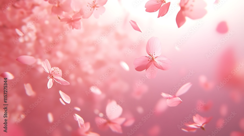 Petal Rain: Capture falling cherry blossoms against a pastel-pink sky Petal Rain: Capture falling cherry blossoms against a pastel-pink sky