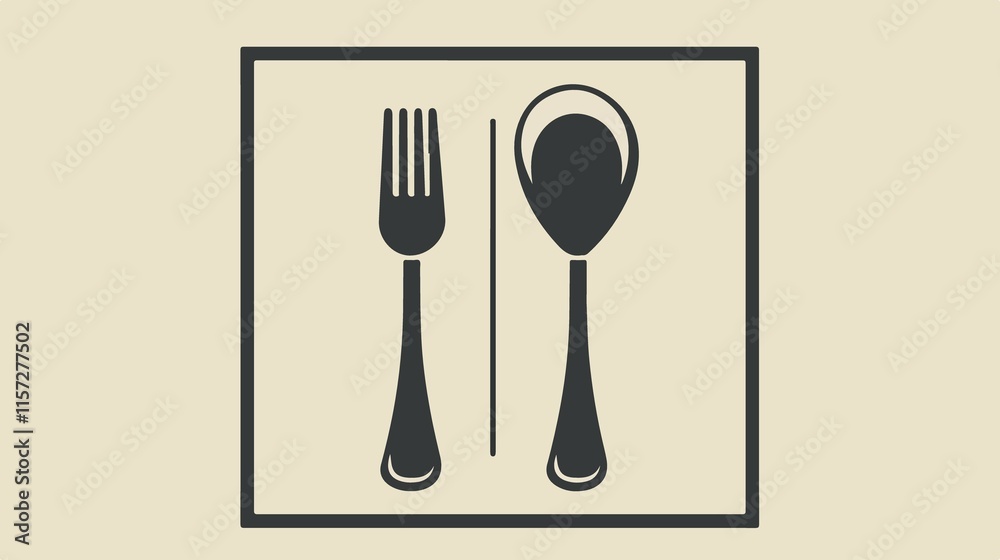 Sleek Fork and Spoon Outline Icon Vector Illustration Sleek Fork and Spoon Outline Icon Vector Illustration