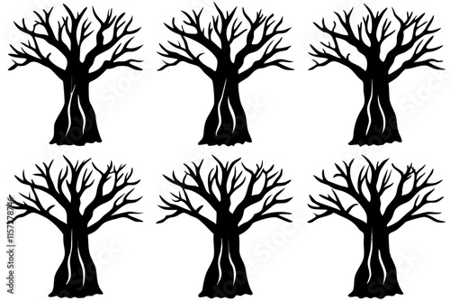 Baobab Tree Spooky Silhouette Bundle set