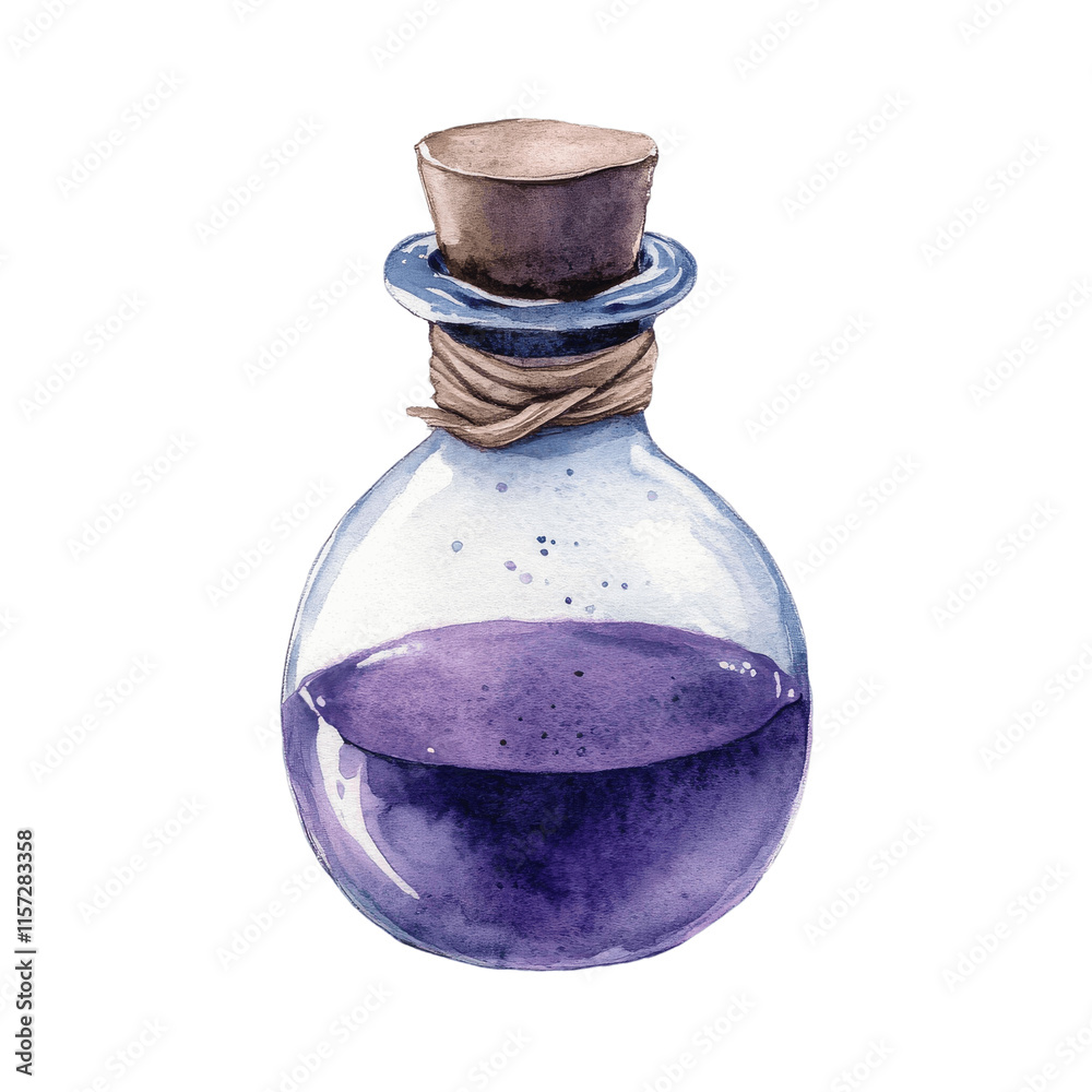 Potion bottle watercolor illustration with glowing liquid, sparking a sense of wonder and enchantment. PNG transparent background. Potion bottle watercolor illustration with glowing liquid, sparking a sense of wonder and enchantment. PNG transparent background.