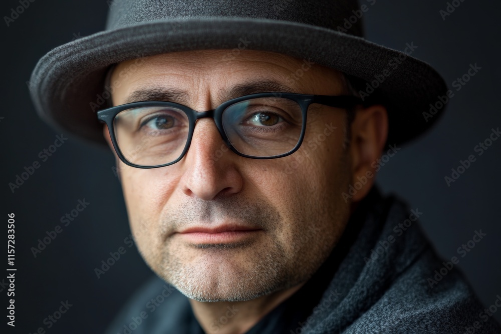 A man in glasses and a stylish hat poses comfortably while wearing casual clothing, conveying a sense of relaxed charm and effortless style in soft lighting. A man in glasses and a stylish hat poses comfortably while wearing casual clothing, conveying a sense of relaxed charm and effortless style in soft lighting.