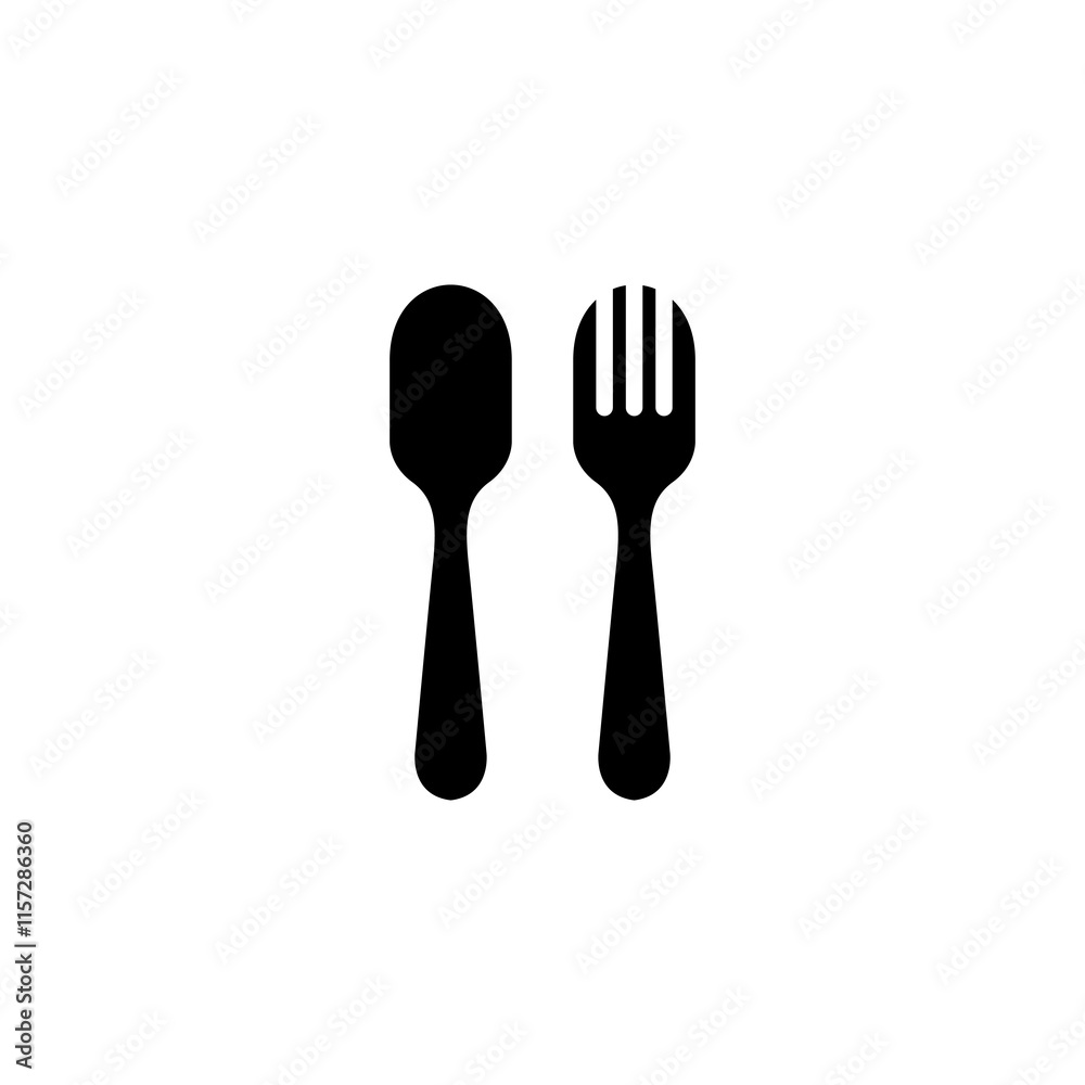 Spoon and fork icon vector on white background Spoon and fork icon vector on white background