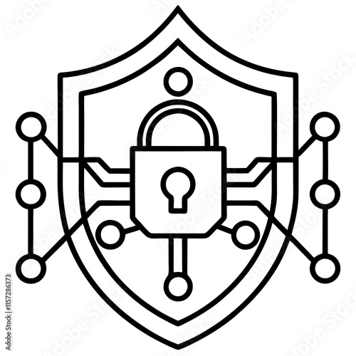 Cybersecurity Line Art Vector Design