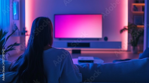 Smart TV in Living Room with Streaming Content