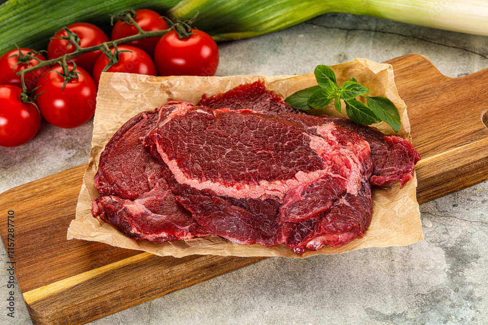 Raw beef cheeks cut for cooking Raw beef cheeks cut for cooking