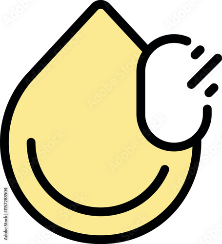 Yellow water drop evaporating, symbolizing humidity control and dehumidification