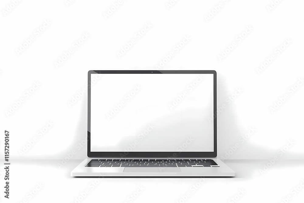 Minimalistic Laptop on White Background for Digital Display Purposes Minimalistic Laptop on White Background for Digital Display Purposes