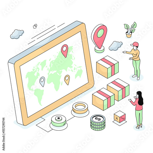 Modern design illustration of parcel tracking
