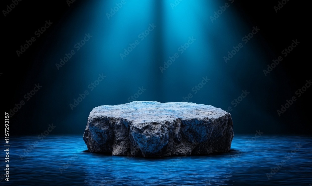 Naklejka premium The backdrop of an empty stage performance with neon lights and a laser display. Futuristic laser shapes on a dark backdrop. An abstract dark background illuminated by neon glows.