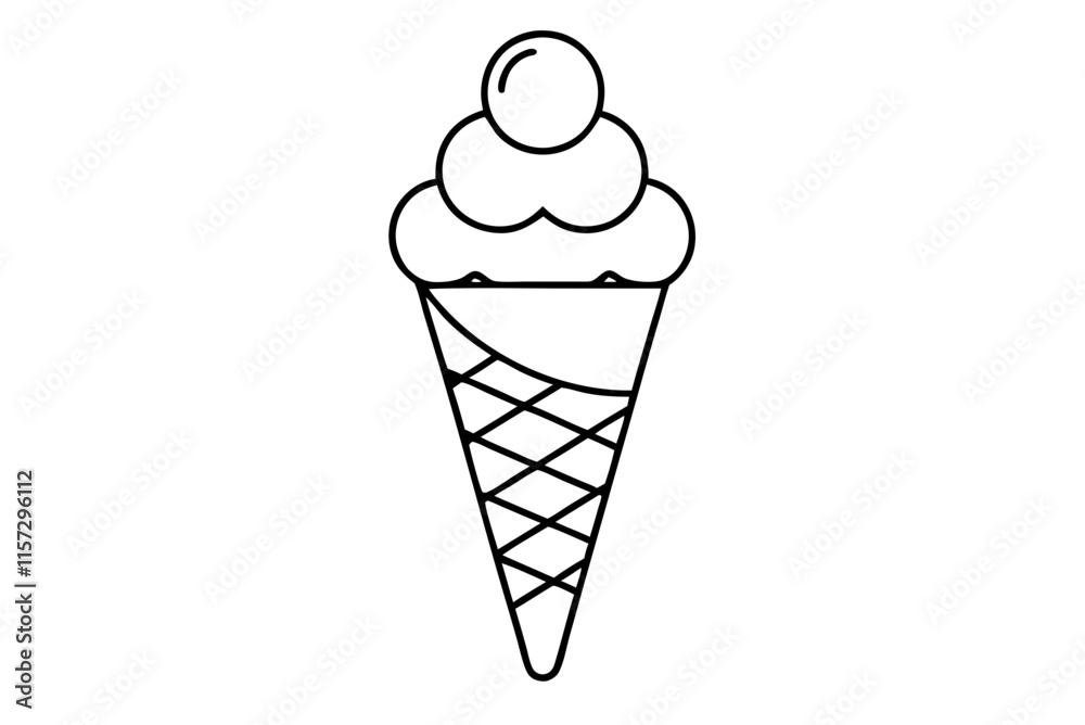 Minimalist Continuous Line Art of an Ice Cream Cone with Scoops in a Modern Dessert Style Minimalist Continuous Line Art of an Ice Cream Cone with Scoops in a Modern Dessert Style