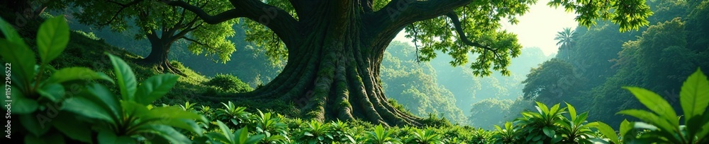 custom made wallpaper toronto digitalDense foliage sways in the breeze around a towering tree, forest, jungle, nature