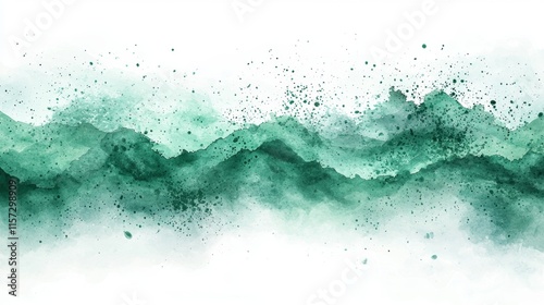 The artwork features a white backdrop with watercolor splashes and green chroma-key. photo