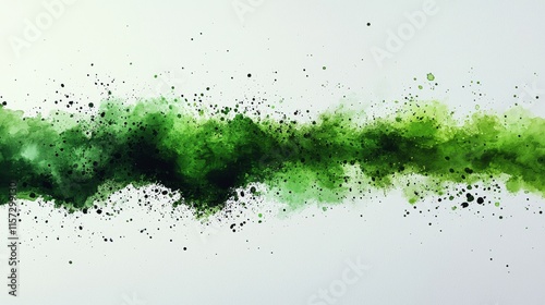 The painting is created on a white canvas with watercolor splashes and green chroma-key. photo