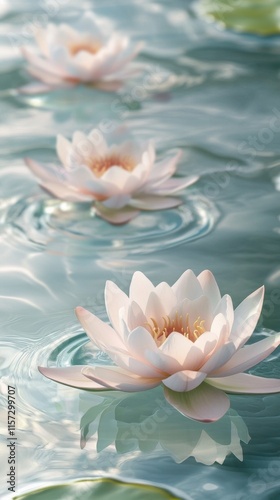 Delicate lotus flowers Soft pastel-colored lotus flowers float gracefully on a still pond. HD phone wallpaper