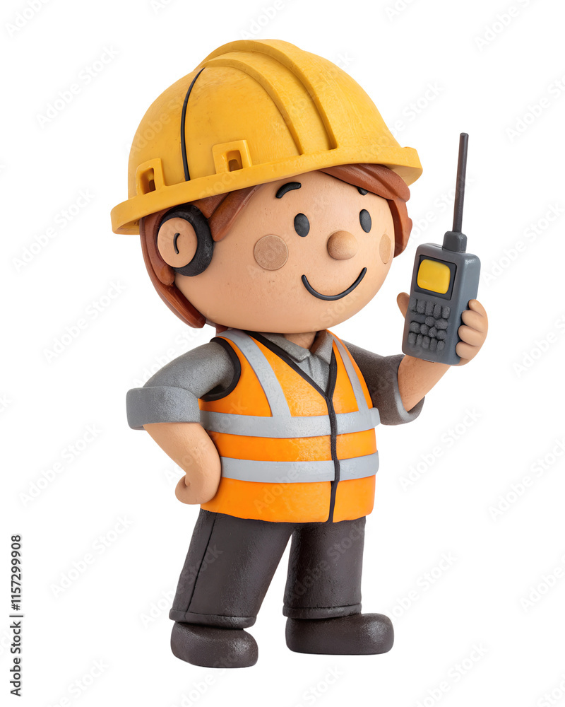 a clay Cute, Heavy Equipment Operator, happy and smile, isolated on a transparent background a clay Cute, Heavy Equipment Operator, happy and smile, isolated on a transparent background