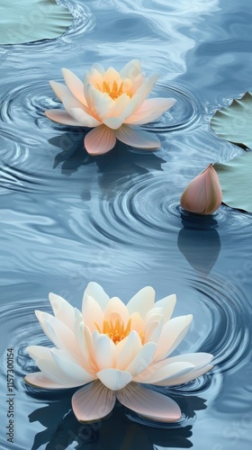 Delicate lotus flowers Soft pastel-colored lotus flowers float gracefully on a still pond. HD phone wallpaper
