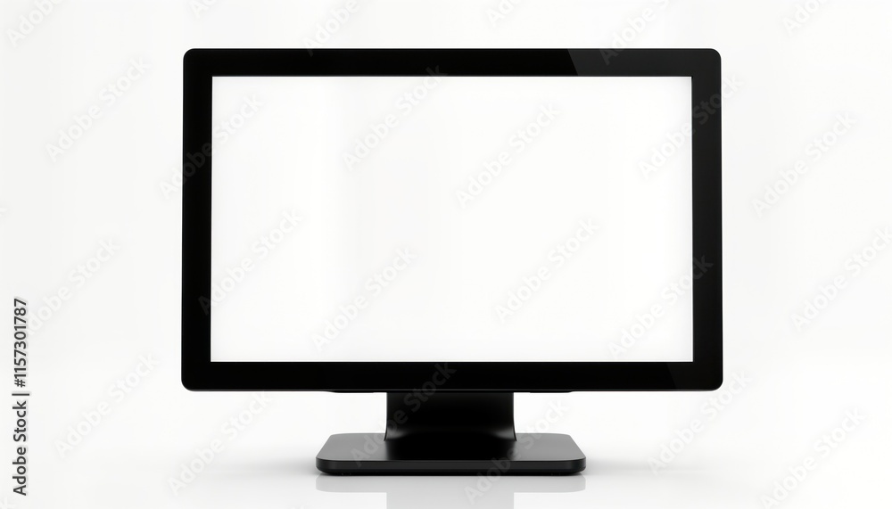 Modern Point Of Sale system terminal isolated on white. Empty white screen monitor. Retail tech device. Business equipment. Payment processing. Shop counter. Cashier workspace. Electronic interface Modern Point Of Sale system terminal isolated on white. Empty white screen monitor. Retail tech device. Business equipment. Payment processing. Shop counter. Cashier workspace. Electronic interface