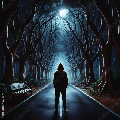 horror places on the road in midnight 