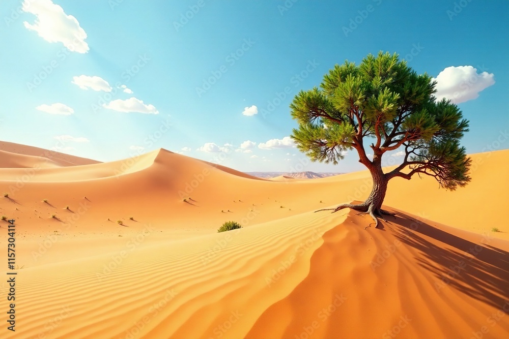 Trees growing through sand dunes in the desert, landscape, trees Trees growing through sand dunes in the desert, landscape, trees