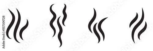 Smoke icon pack. Scent smell vector sign. Fire hot steam icon. Gas or water vapour sign.