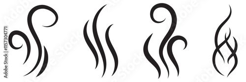 Smoke icon pack. Scent smell vector sign. Fire hot steam icon. Gas or water vapour sign.