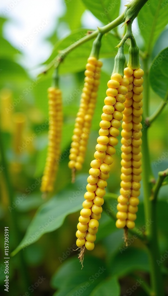 Yellow soybean plants with pods full of beans, farming, agriculture, bean harvest Yellow soybean plants with pods full of beans, farming, agriculture, bean harvest