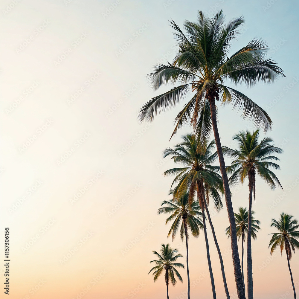 Obraz premium Concept photo of palm trees with space for text