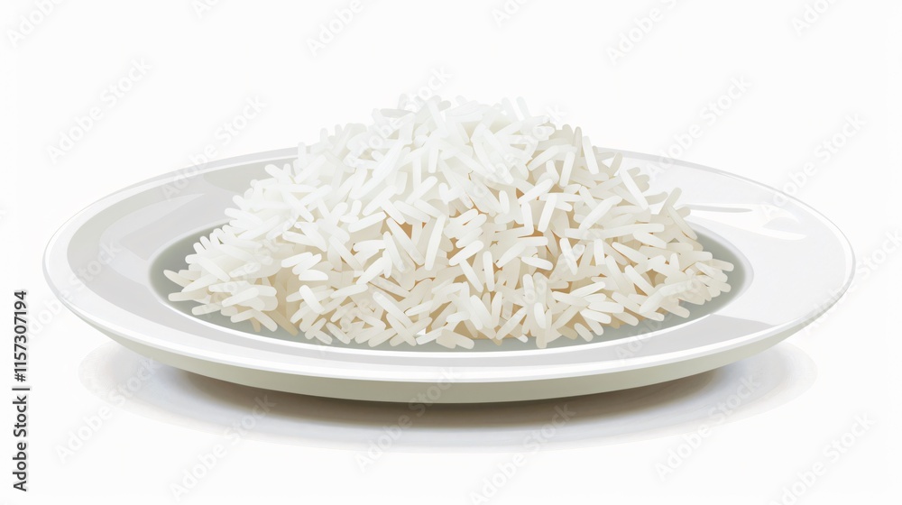 Close-up White Steamed Rice on White Plate for Culinary Designs and Food Concepts Close-up White Steamed Rice on White Plate for Culinary Designs and Food Concepts