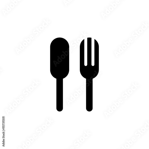 Spoon and fork icon vector on white background. food icon