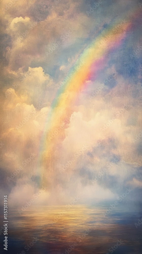 Rainbow in the mist: A gentle rainbow arcing over a soft misty meadow. HD phone wallpaper.