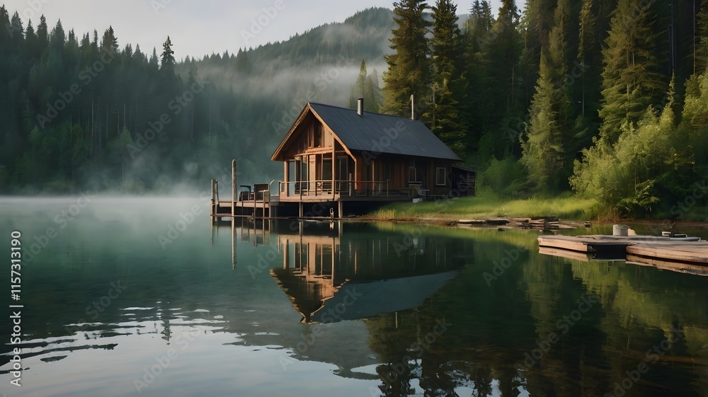 wooden house on lake wooden house on lake